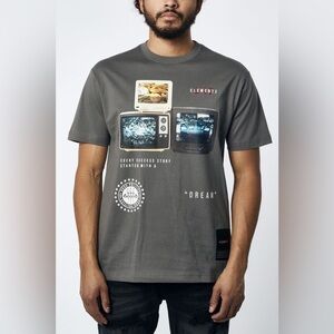 Sz various Elementz Gray Graphic T-Shirt for Men ol skool graphic
